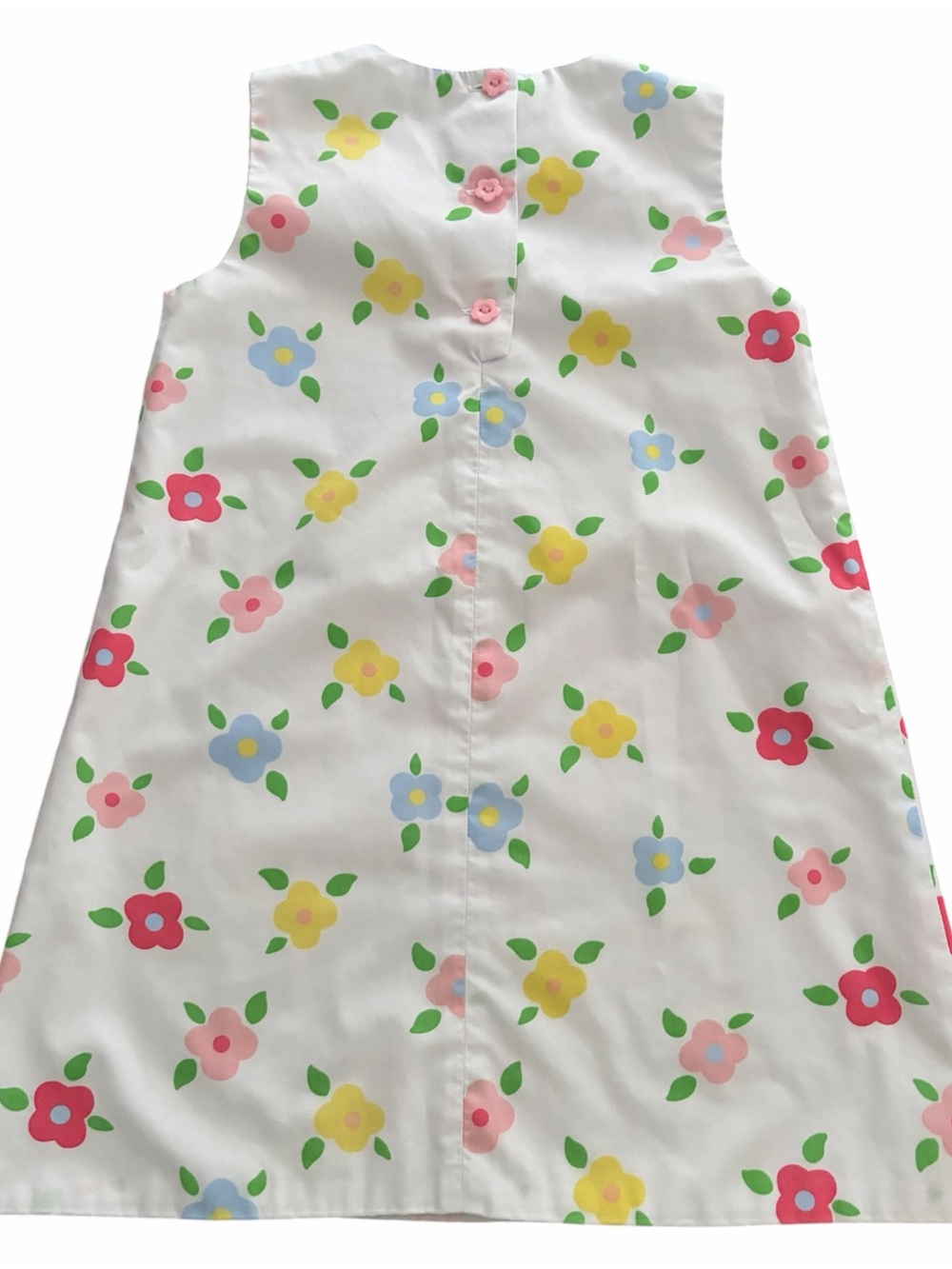 Girls White Floral Dress with Pink Applique - Picture 2 of 4